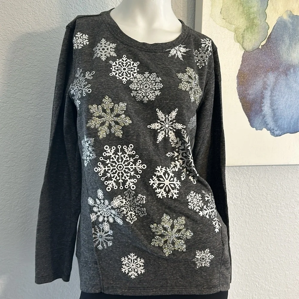 Style&co Womens Sweater Snowflakes Long Sleeve - Picture 3 of 8